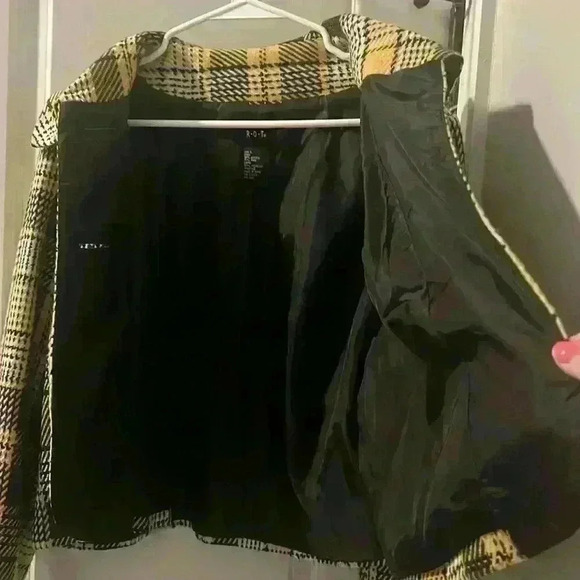 Appalachian State University ASU Colors black & yellow Plaid Peacoat size Large - Picture 4 of 6